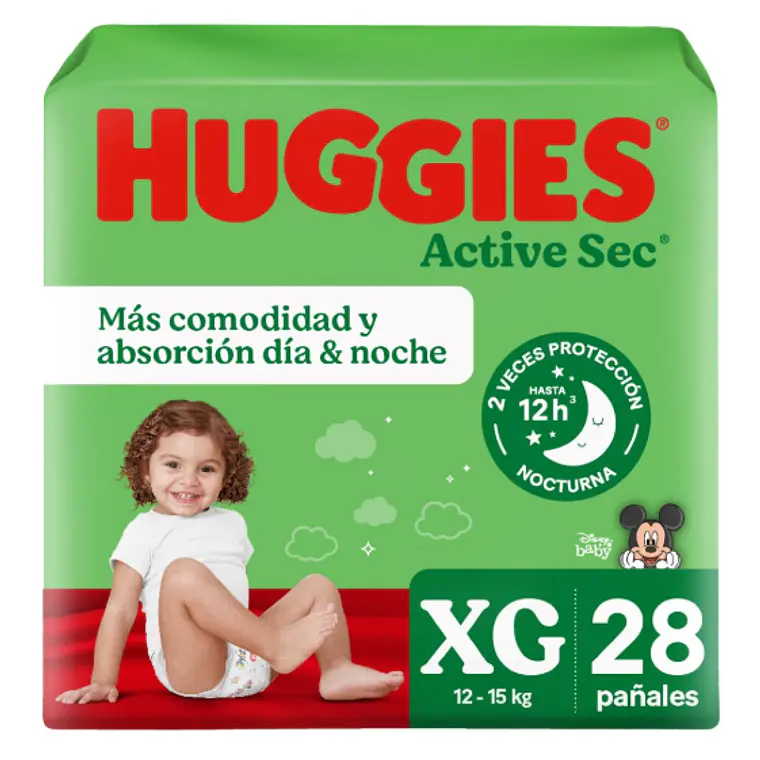 Pañal Huggies Active sec XG 28 Unidades. 1