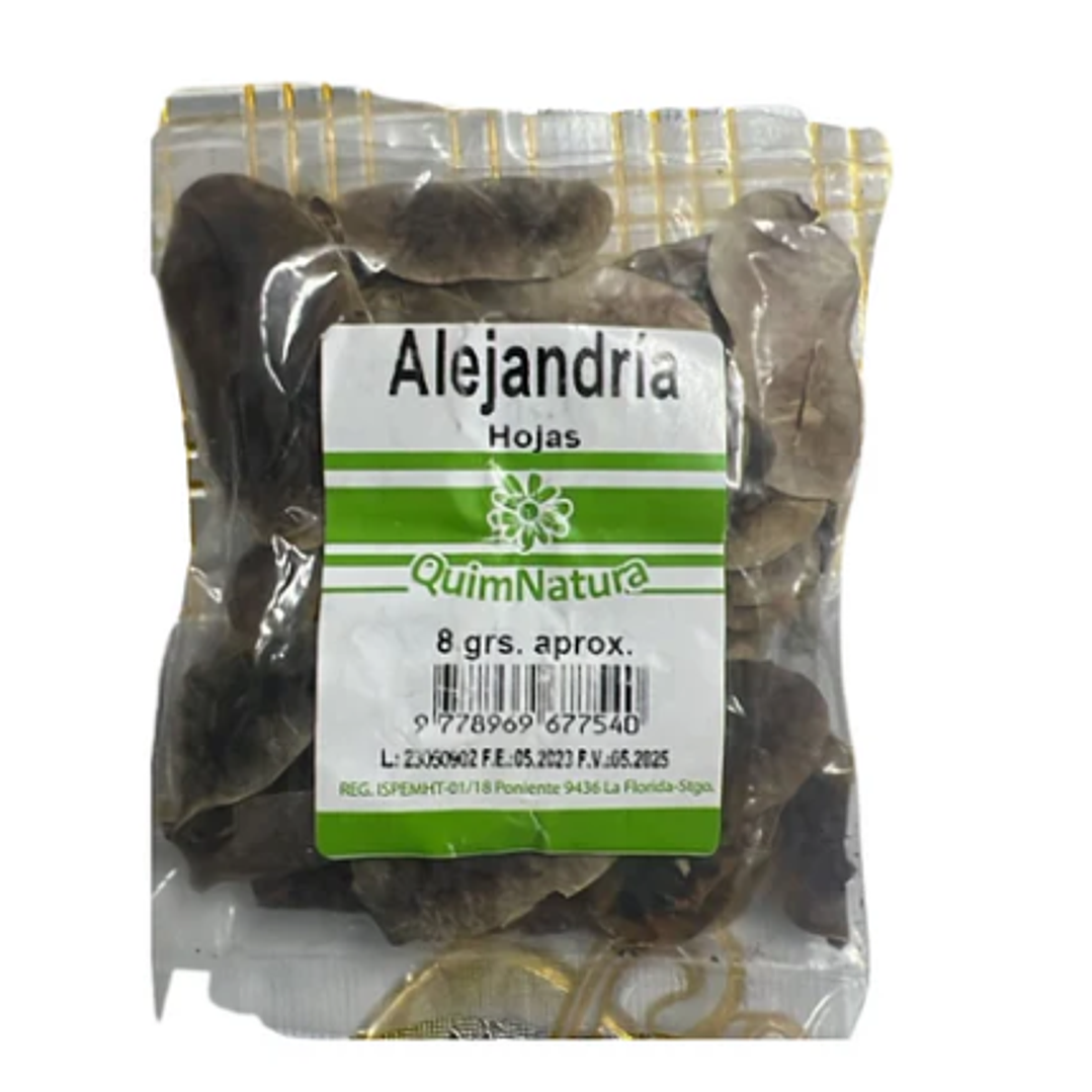 Alejandría hojas 8 g. Se vende por caja de 25 Unidades, precio unitario. Quimnatura 1