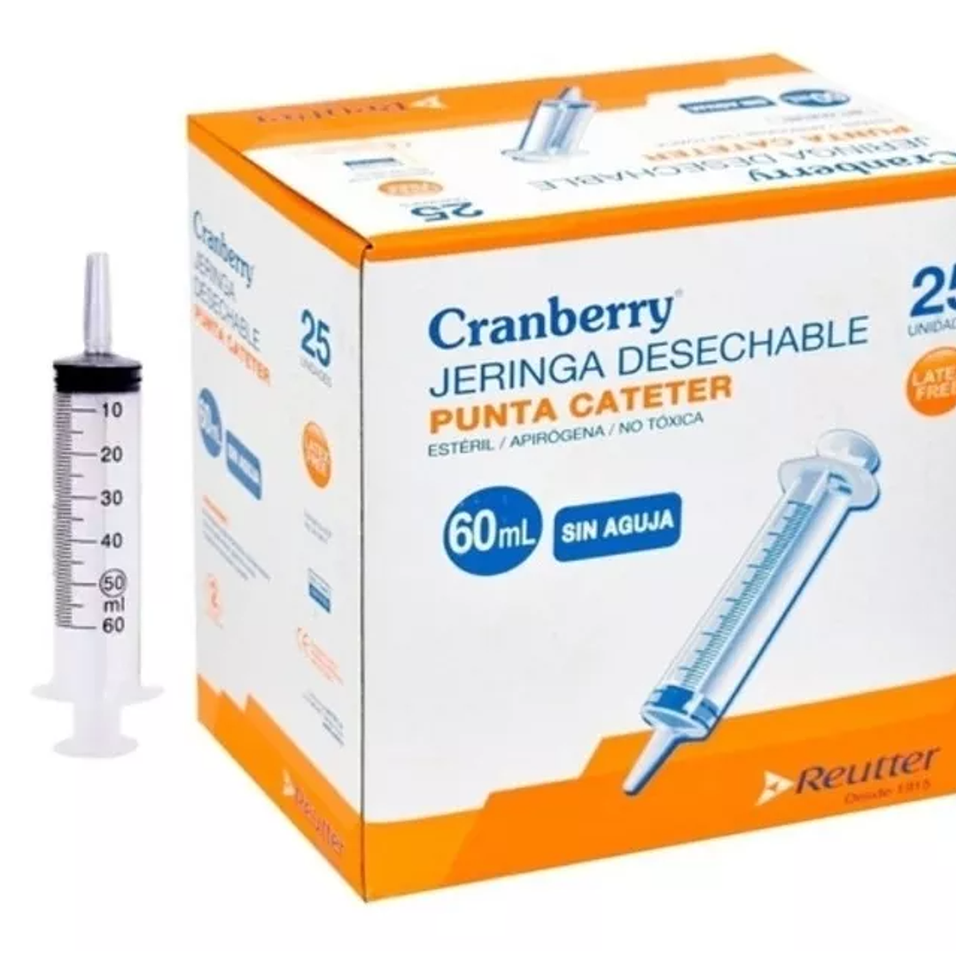 Jeringa Cranberry Punta cateter 60 ml sin aguja 25 Unidades 1