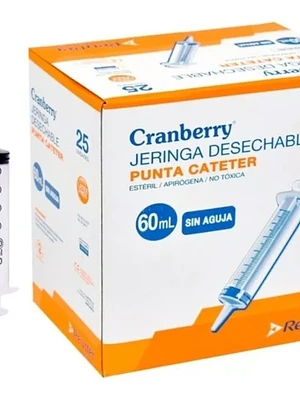 Jeringa Cranberry Punta cateter 60 ml sin aguja 25 Unidades