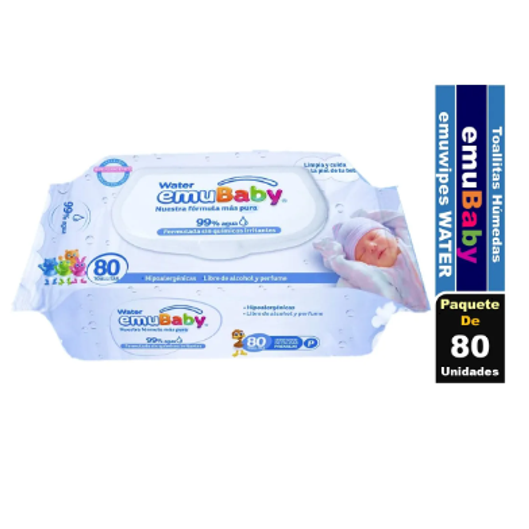 Toallitas húmedas Emubaby 99 % agua 80 Unidades. 1