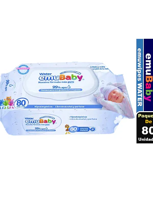 Toallitas húmedas Emubaby 99 % agua 80 Unidades.