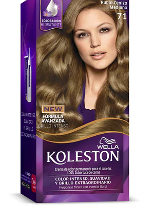 Tinte para el cabello Koleston New 71 Rubio ceniza mediano.