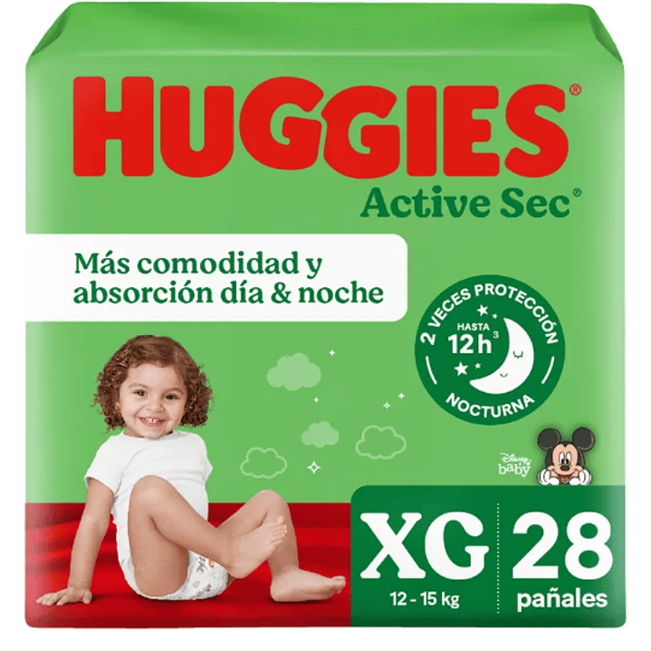 Pañal Huggies Active sec XXG 28 Unidades. 1