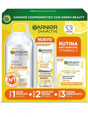 Garnier Skin active Rutina anti manchas Sérum+ Agua Micelar + Crema FPS 30+