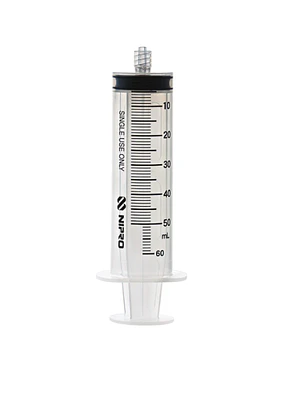 Jeringa 50 ml Punta central sin aguja Luer lock 30 Unidades. Nipro