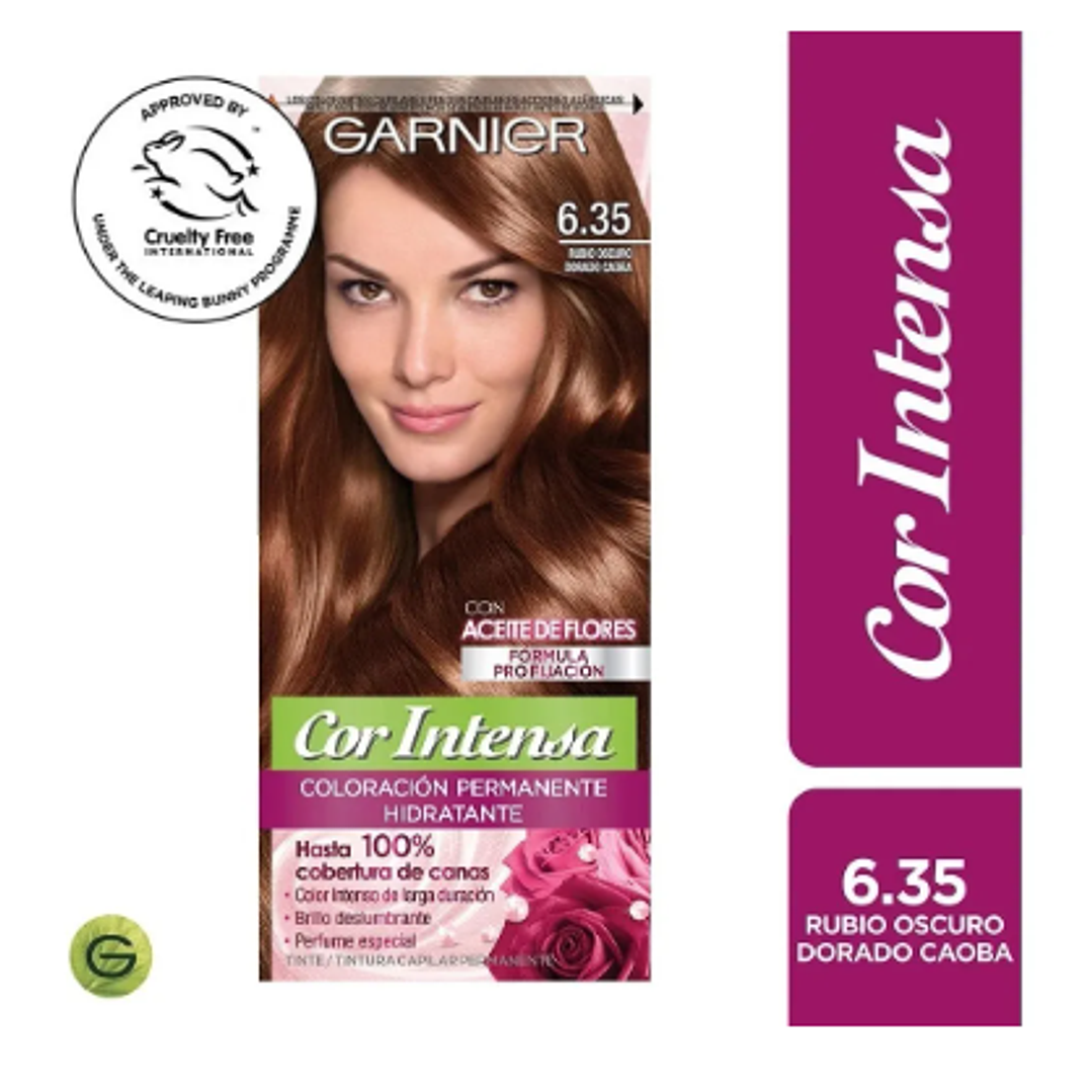 Tinte para el cabello Cor Intensa 6,35 Rubio oscuro dorado caoba. 1
