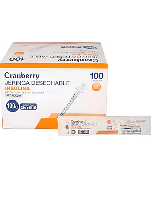Jeringa Insulina 100 UI 29 x 1/2 Cranberry 100 Unidades. Reutter