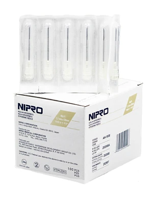Aguja hipodérmica 19 G x 1 1/2 Nipro 100 Unidades.