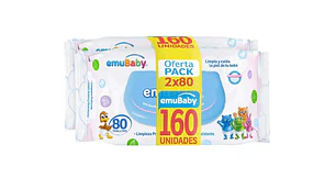 Toallitas húmedas Emubaby suave 80 Unidades. Pack