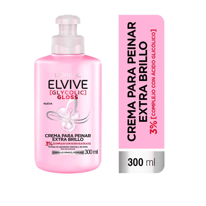 Elvive Glycolic Gloss Crema para peinar 300 ml.  1