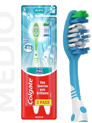 Cepillos dentales Colgate Max white Medium 2 Unidades.