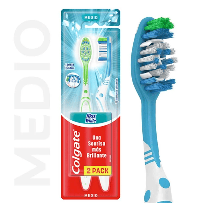 Cepillos dentales Colgate Max white Medium 2 Unidades. 1