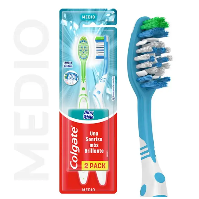 Cepillos dentales Colgate Max white Medium 2 Unidades. 1