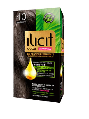 Tinte para el cabello sin amoníaco Ilicit 4,0 castaño medio.