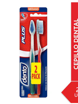 Cepillo dental Dento Plus Mediano 2 Unidades.