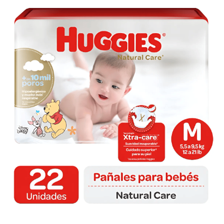 HUGGIES PAÑAL NATCARE M X 22 UND 1