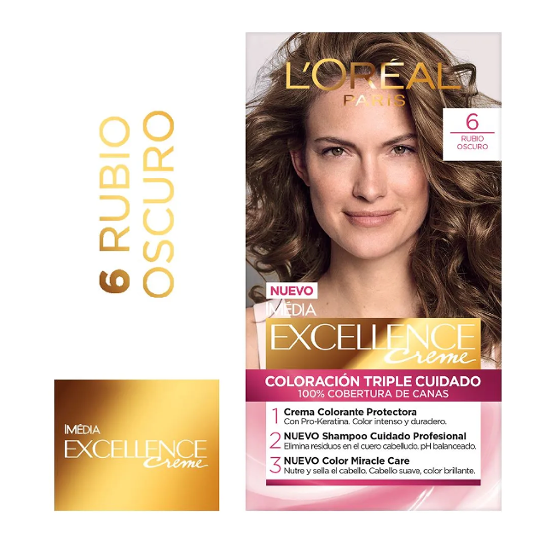 Coloración Excellence Creme 6 Rubio oscuro. L'oréal 1