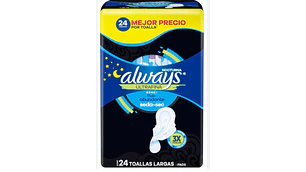 ALWAYS TOALLA NOCTURNA ULTRA FINA FLUJO ABUNDANTE X 24 UND