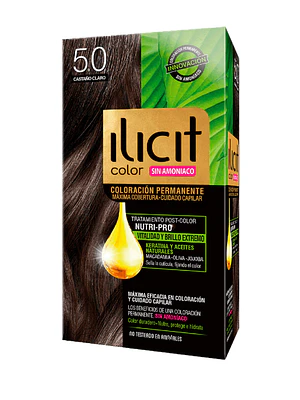 Tinte para el cabello Ilicit sin amoniaco 5.0 castaño claro.