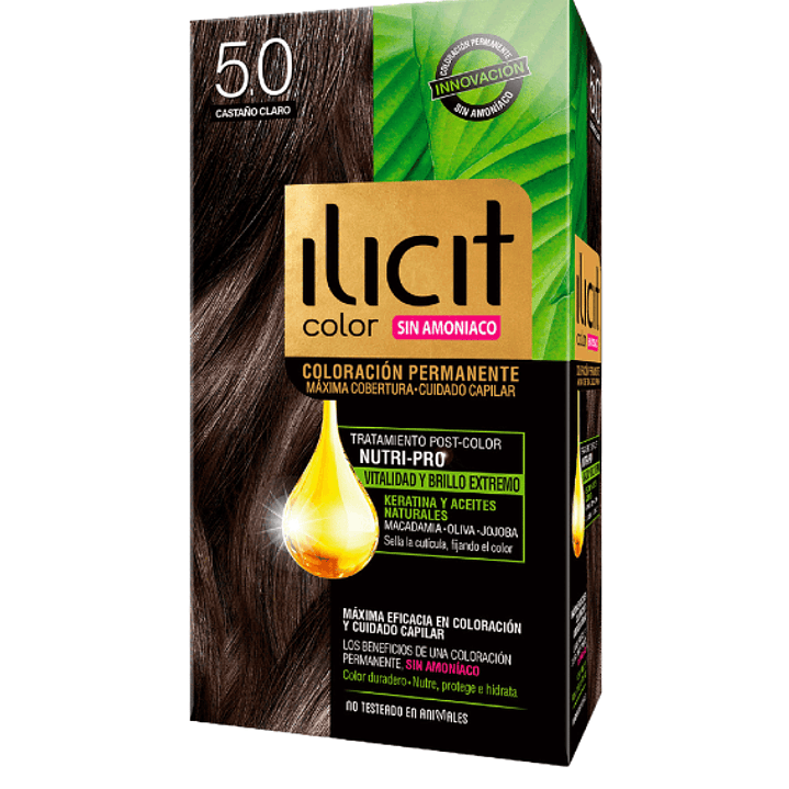 Tinte para el cabello Ilicit sin amoniaco 5.0 castaño claro. 1