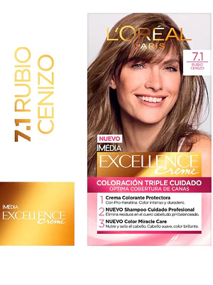 Coloración Excellence  Creme 7.1 Rubio cenizo. L'oréal
