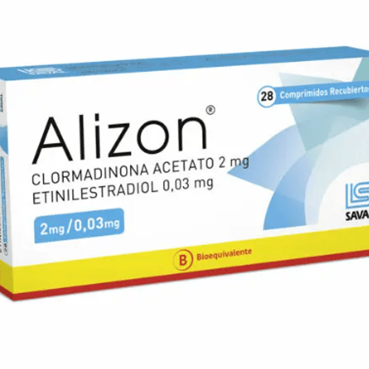Alizon (B) Clormadinona 2 mg Etinilestradiol 0,03 mg  28 Comprimidos recubiertos. 1