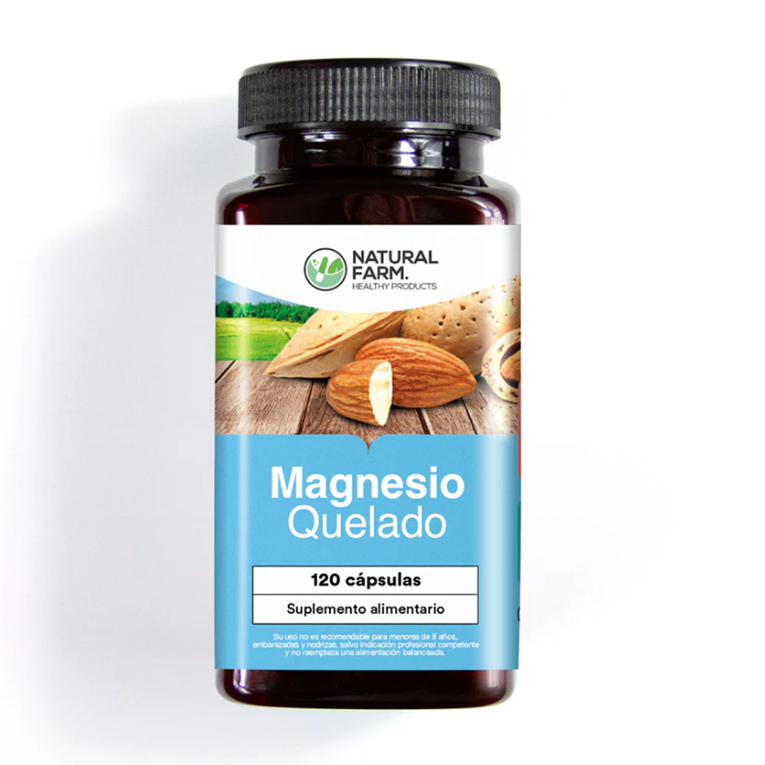 Magnesio Quelado 120 Cápsulas. Natural Farm 1