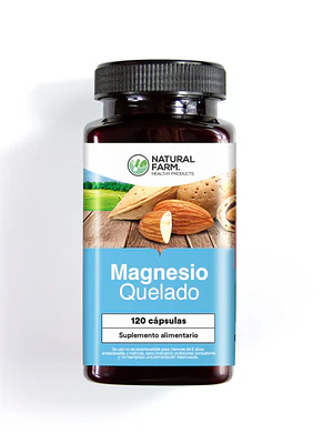 Magnesio Quelado 120 Cápsulas. Natural Farm