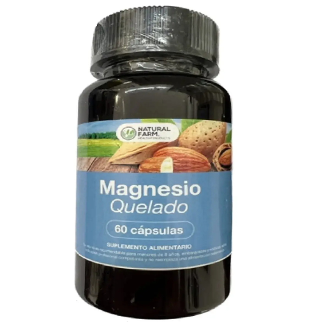 Magnesio Quelado 60 Cápsulas. Natural Farm 1