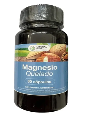 Magnesio Quelado 60 Cápsulas. Natural Farm