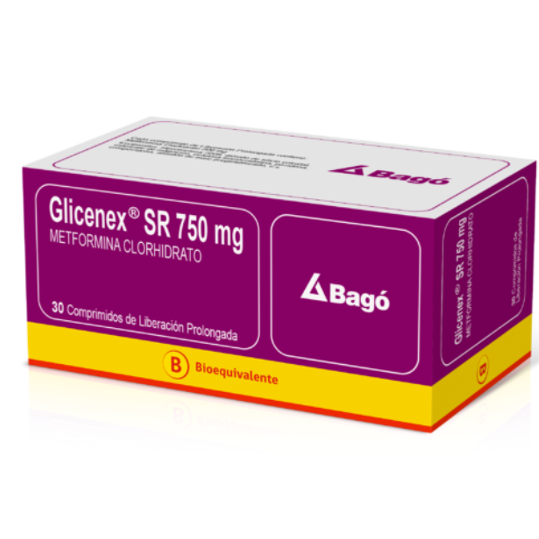 Glicenex SR (B) Metformina 750 mg 30 Comprimidos. 1