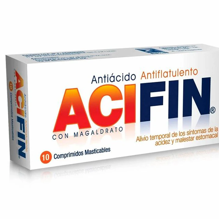 Acifin  Antiácido antiflatulento 10 Comprimidos masticables. 1