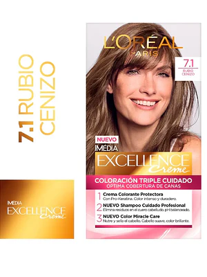 Coloración Excellence Creme 7.1 Rubio Cenizo. L'oréal