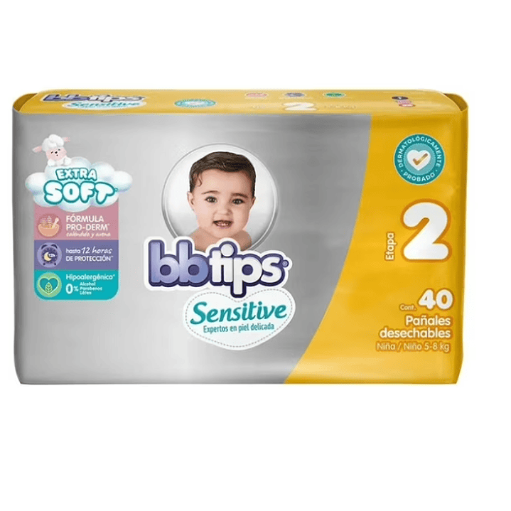 Pañal BBtips Sensitive 40 Unidades. Talla 2 1