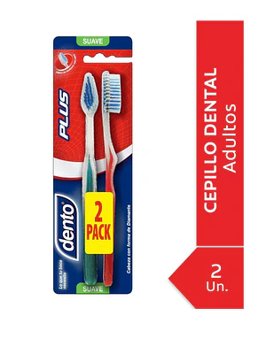 Cepillo dental Dento Plus suave 2 Unidades.