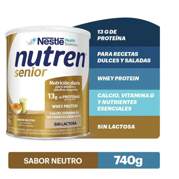 Nutren Senior Sin lactosa Alimento en polvo sabor neutro 740 g. Nestle 1