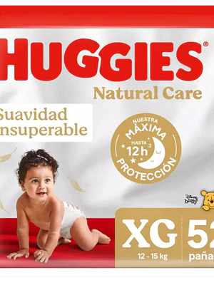 Pañal Huggies Natural Care XG 52 Unidades.