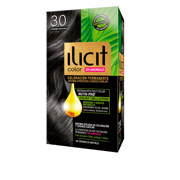 Tinte para el cabello Ilicit Revitalizante 3.0 Castaño oscuro. 1