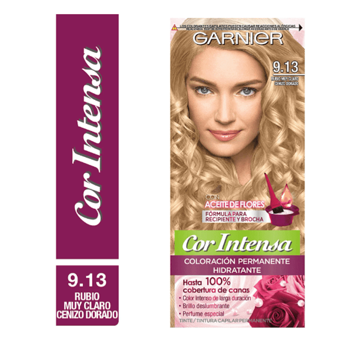 Tinte para el cabello Garnier Cor Intensa 9.13 Rubio  muy claro ceniza dorado. 1