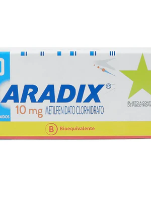 Aradix  Metilfenidato 10 mg 30 Comprimidos. Medicamento controlado, venta presencial.