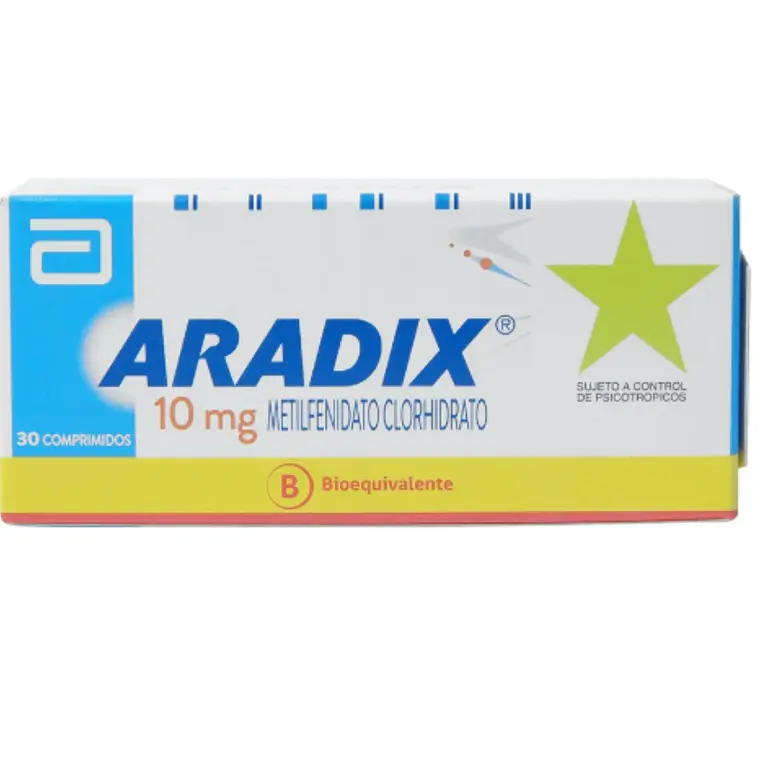 Aradix  Metilfenidato 10 mg 30 Comprimidos. Medicamento controlado, venta presencial. 1