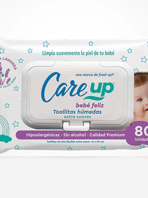 Toallas húmedas Care Up con tapa 80 Unidades.