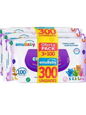 Emubaby Toallas húmedas 100 Unidades Pack 3