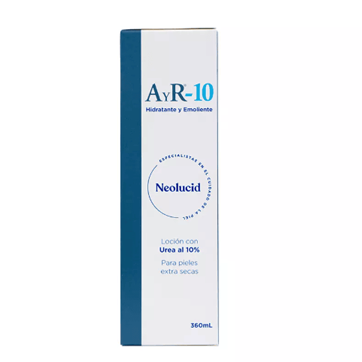 A y R-10 ´Loción Hidratante y emoliente Neolucid Úrea al 10 % 360 ml. 1