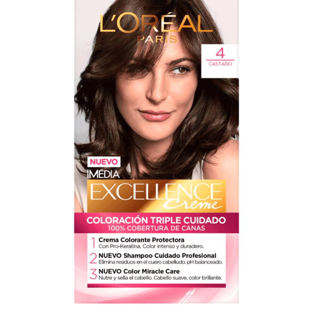 Coloración Excellence Creme 4 Castaño. L'oréal 1
