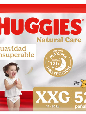 Pañal Huggies Natural Care XXG 52 Unidades.