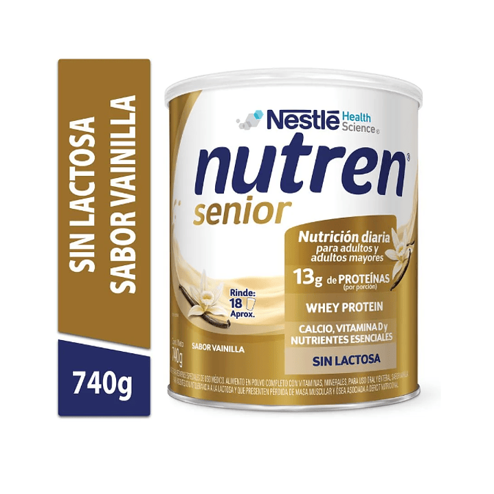 Nutren Senior Alimento en polvo sin lactosa Sabor vainilla 740 g. 1