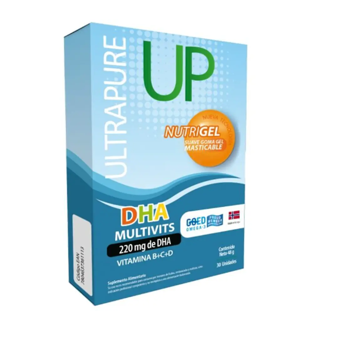 Omega 3 Up DHA Multivits 220 mg Nutrigel 30 goma suave masticable. 1