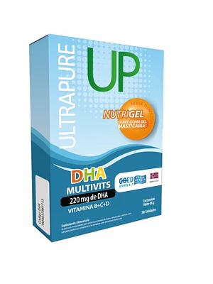 Omega 3 Up DHA Multivits 220 mg Nutrigel 30 goma suave masticable.